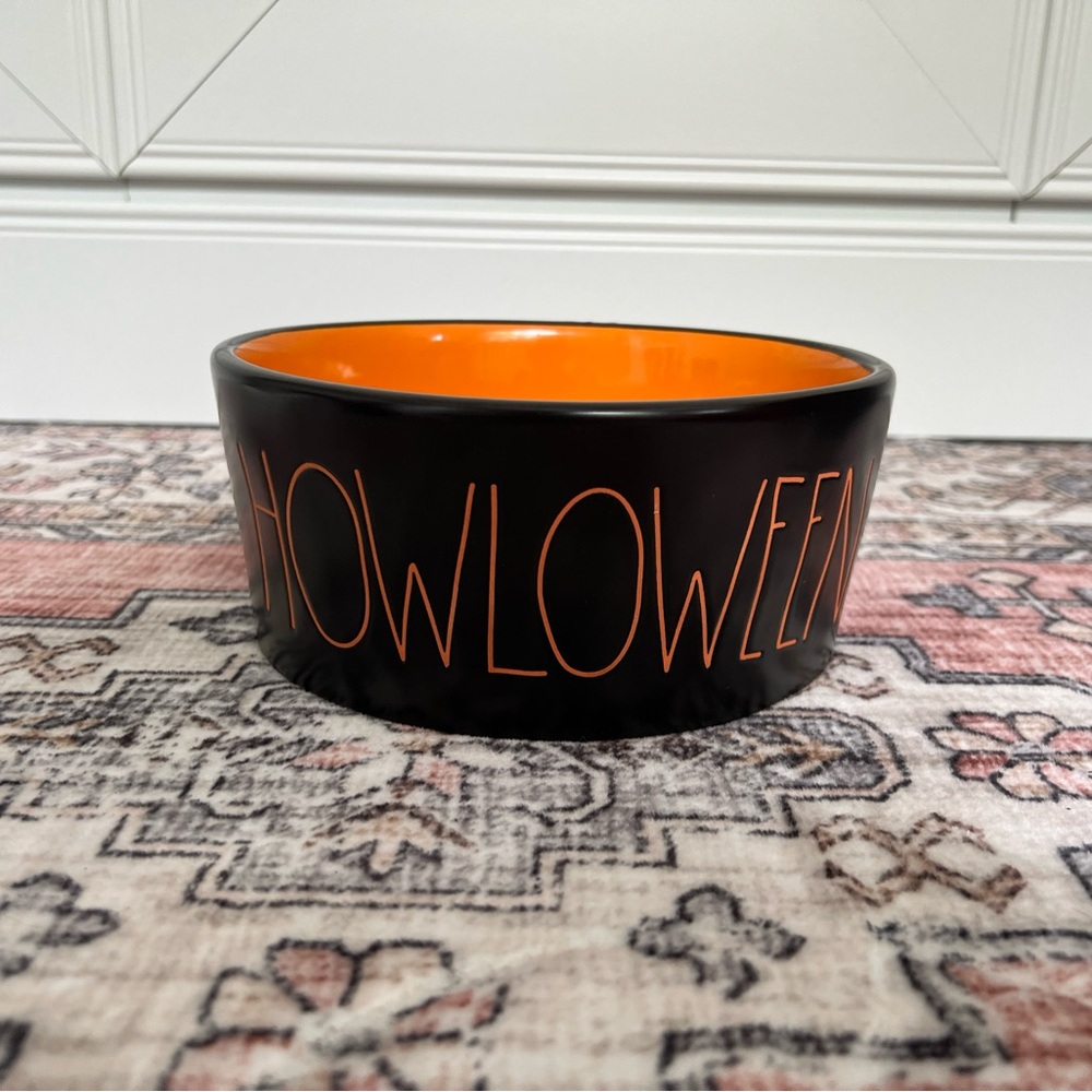 RAE DUNN Howloween Halloween collection ceramic artisan dog dish large pet bowl